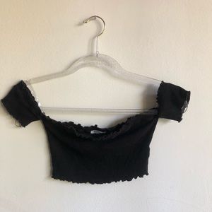 Off the shoulder black crop top